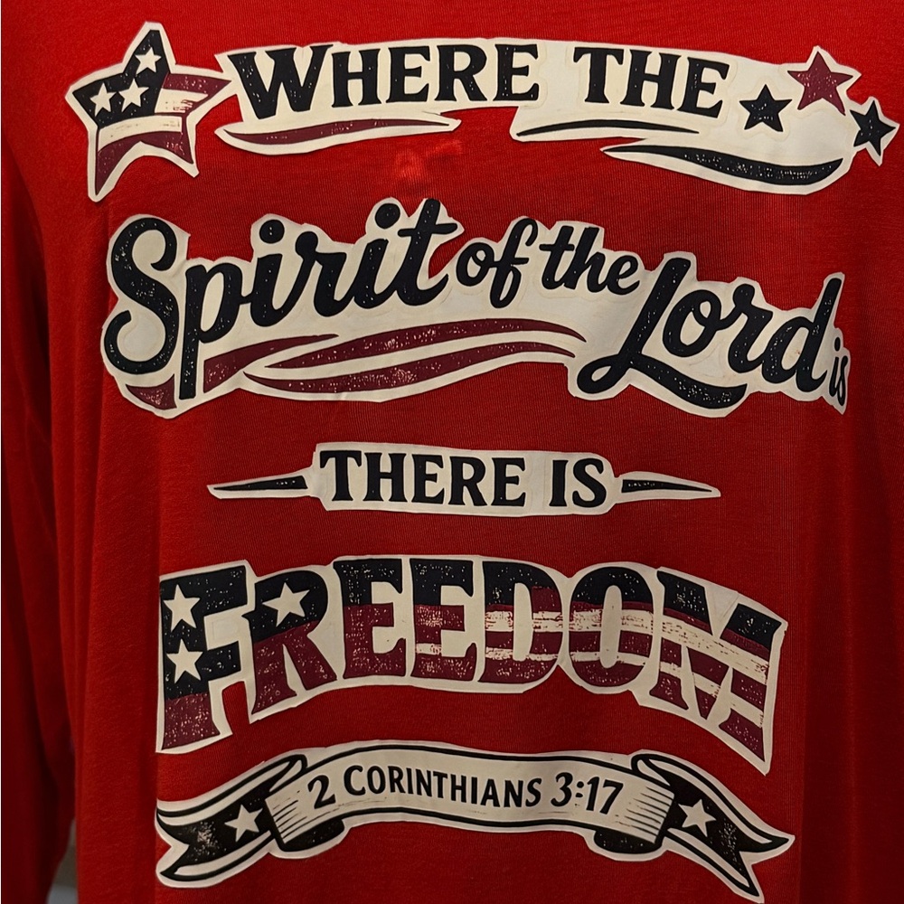 Red Graphic 'Where the Spirit of the Lord' Freedom Tee